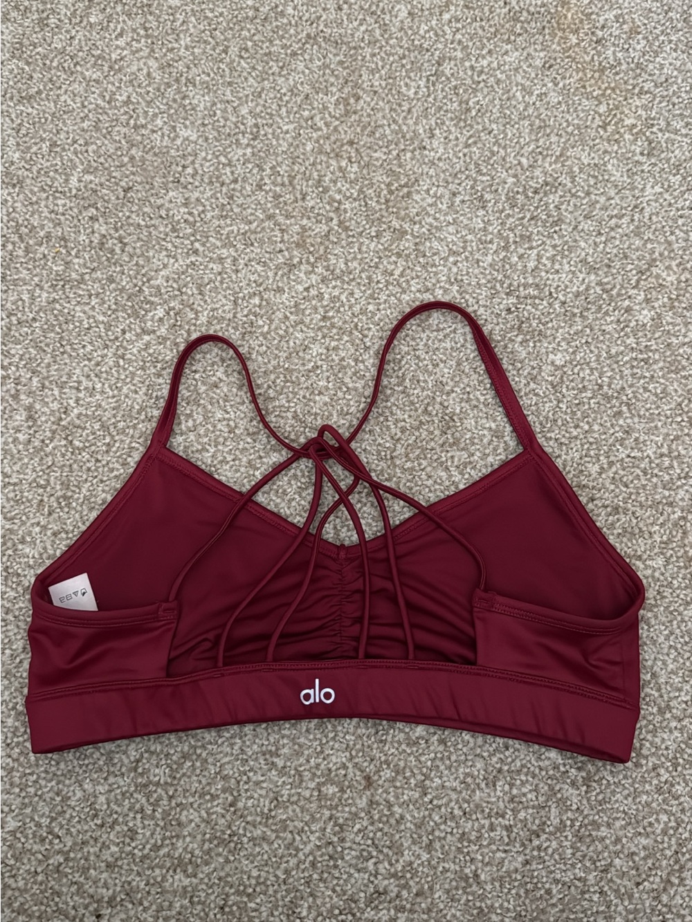 ALO Yoga Maroon Strappy Back Sports Bra